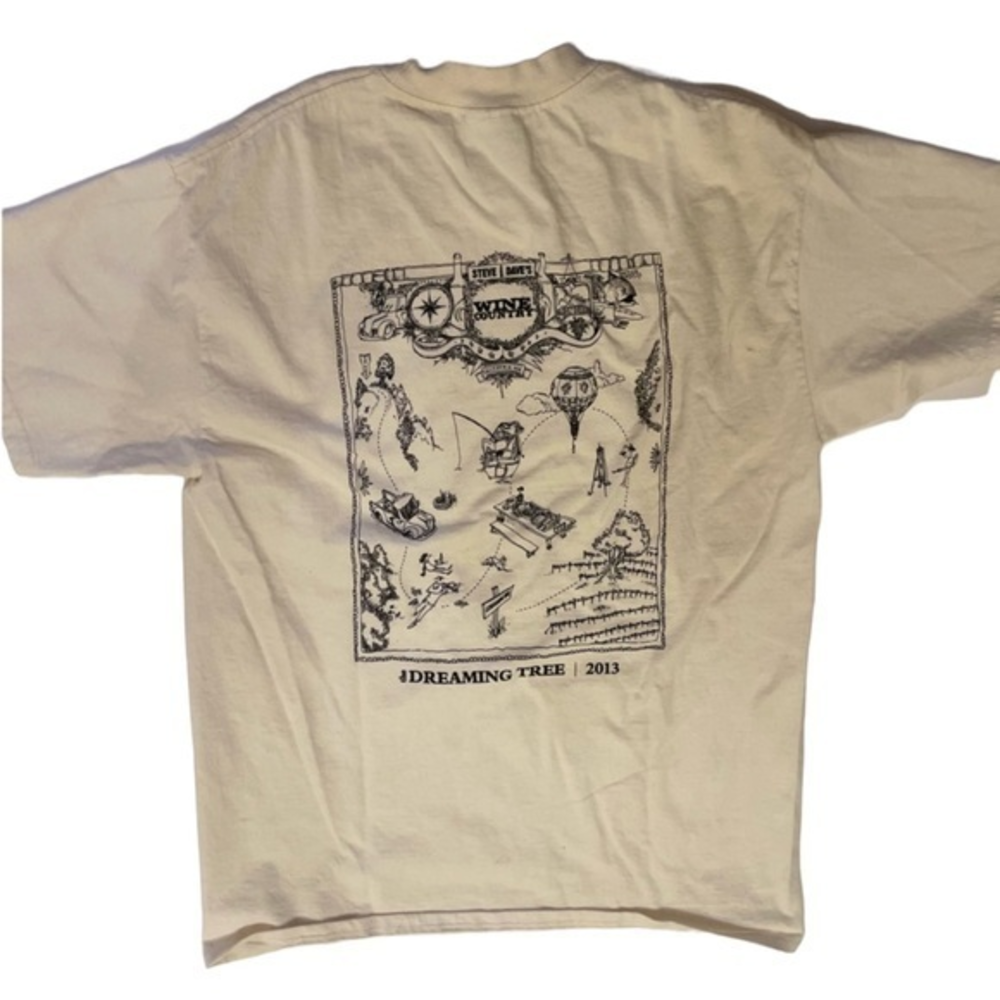 Dreaming Tree 2013 Wine Country Graphic T-Shirt Cream Mens Medium Port & Company